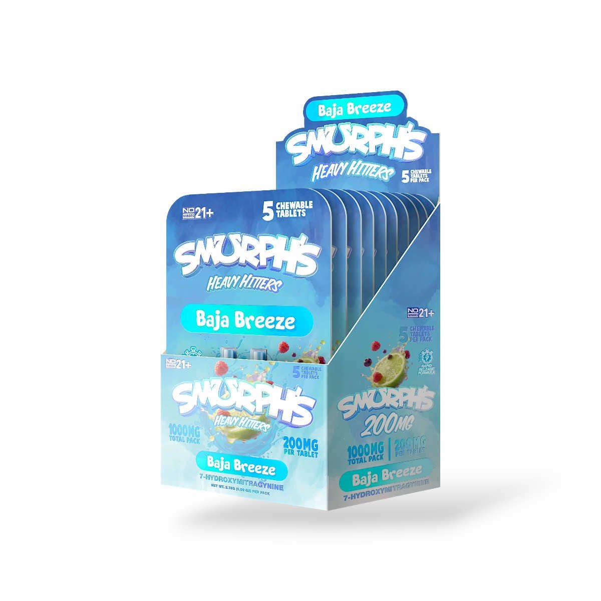 smurphs heavy hitters 7 hydroxymitragynine chewable tablets baja breeze 200mg 5ct box 07585