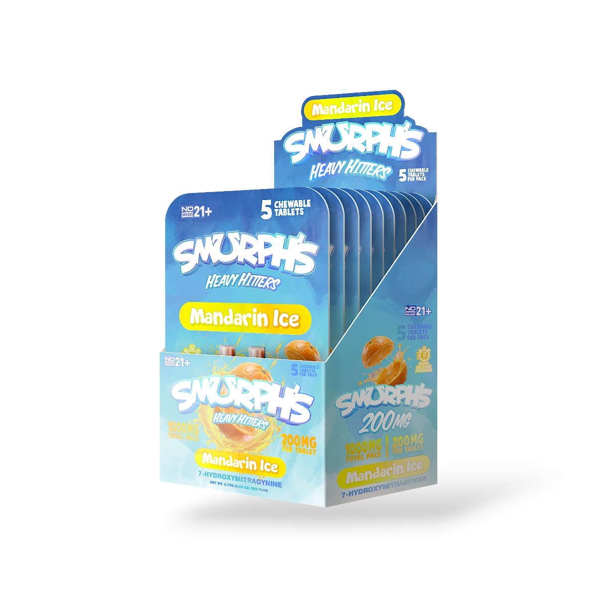 smurphs heavy hitters 7 hydroxymitragynine chewable tablets mandarin ice 200mg 5ct box 27711
