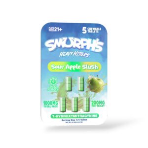 smurphs heavy hitters 7 hydroxymitragynine chewable tablets sour apple slush 200mg 5ct 85564