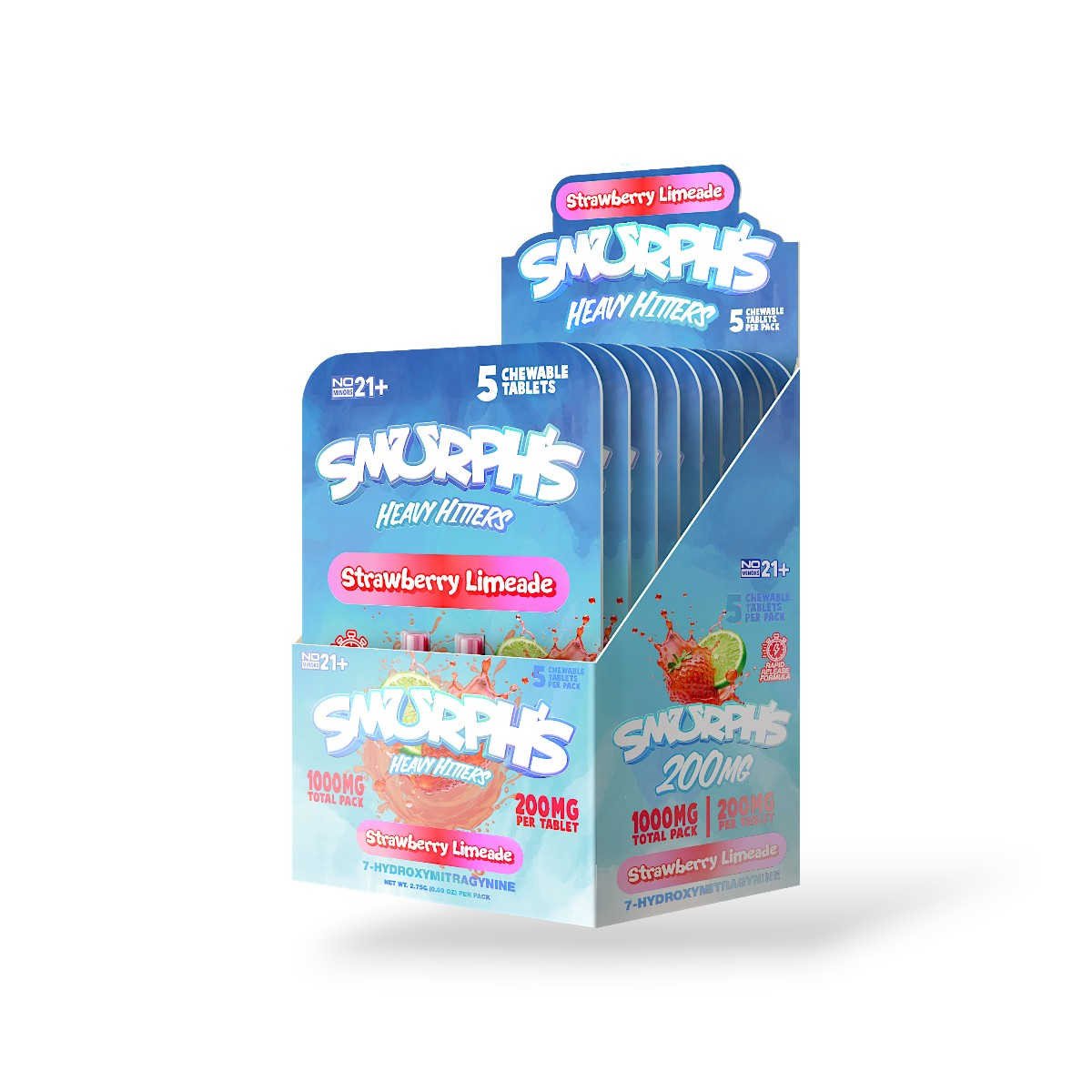 smurphs heavy hitters 7 hydroxymitragynine chewable tablets strawberry limeade 200mg 5ct box 16273